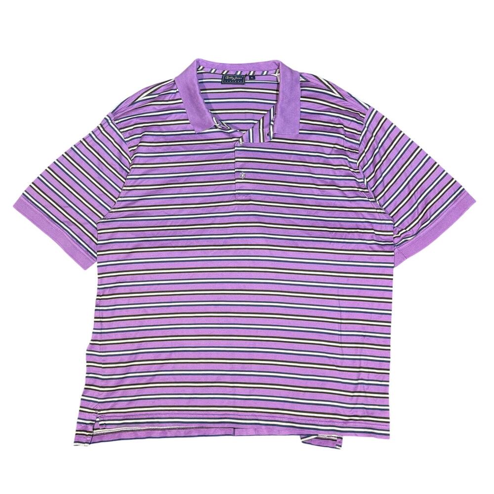 Bobby Jones Players Polo Shirt Purple Striped XL Golf Classic Preppy